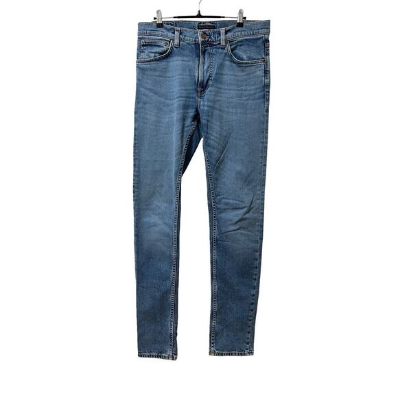 Nudie Jeans Men’s Lean Dean Straight Leg Jeans Size 32x34 Medium Wash Stretch - Picture 1 of 9